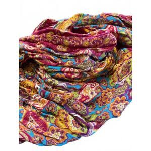 Colorful Floral Linen-Blend Scarf by Tiara
